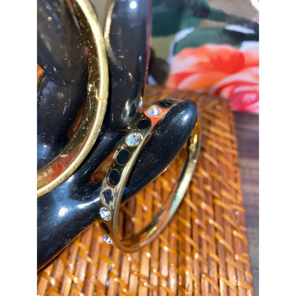 Kate Spade Black & Gold Jewelry Bundle – Penguin Ring, Bangle, Hinged Bracelet - Picture 5 of 8